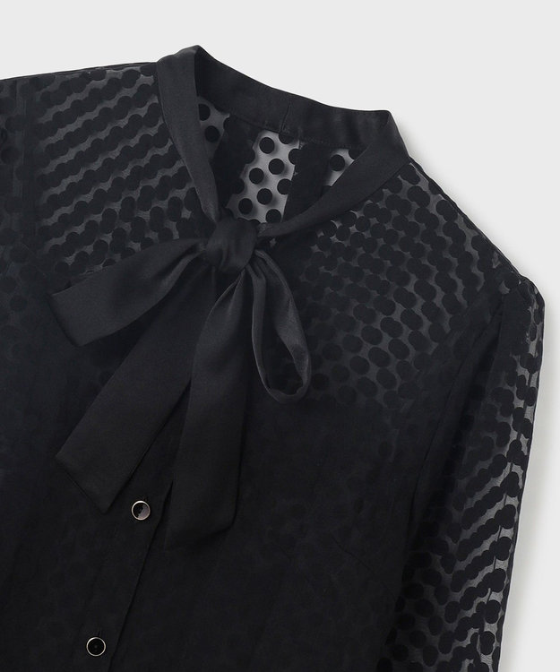 GRACE CONTINENTAL ドットオパールタイ付ブラウス ブラック