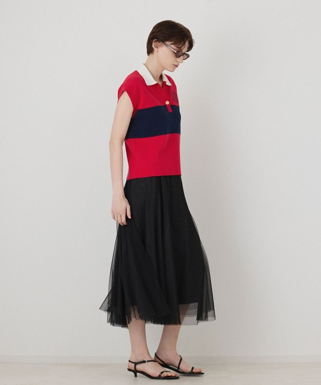 GRACE CONTINENTAL ラガーポロニットトップ レッド