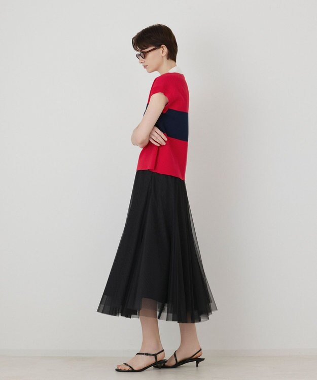 GRACE CONTINENTAL ラガーポロニットトップ レッド