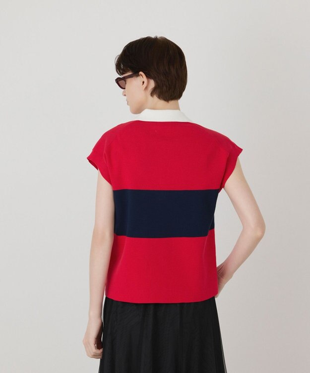 GRACE CONTINENTAL ラガーポロニットトップ レッド