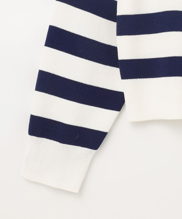 GRACE CONTINENTAL ニットボーダーカーディガン ネイビー