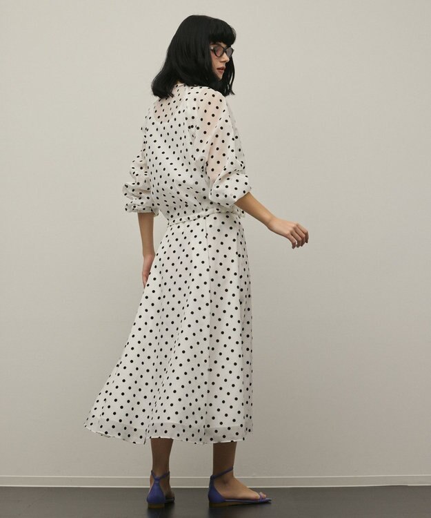 GRACE CONTINENTAL ドットフロッキーブルゾン ホワイト