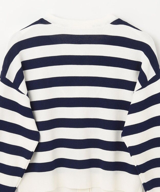 GRACE CONTINENTAL ニットボーダーカーディガン ネイビー