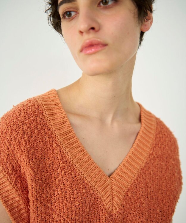 GRACE CONTINENTAL カノコショートニットトップ オレンジ