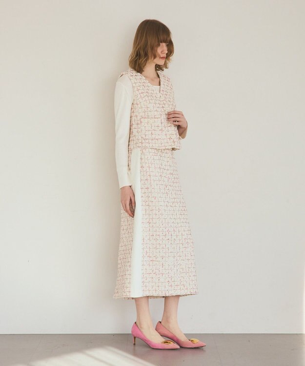 GRACE CONTINENTAL ツイードチェックジレ キナリ