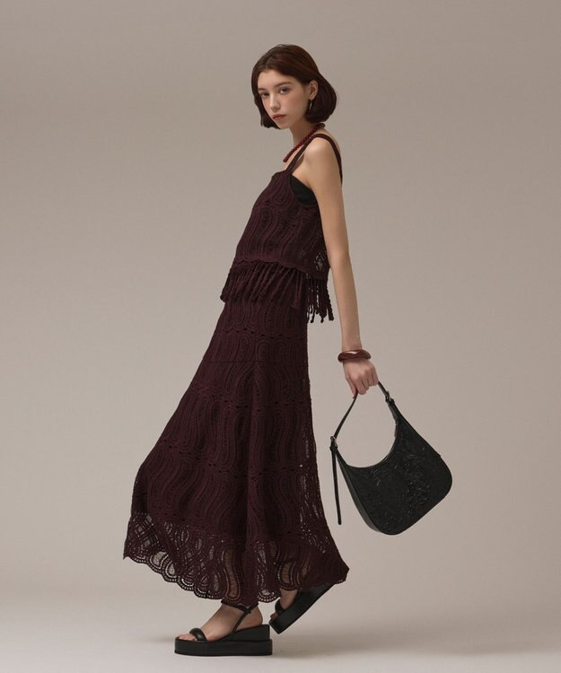 GRACE CONTINENTAL クロシェレーススカート ブラウン