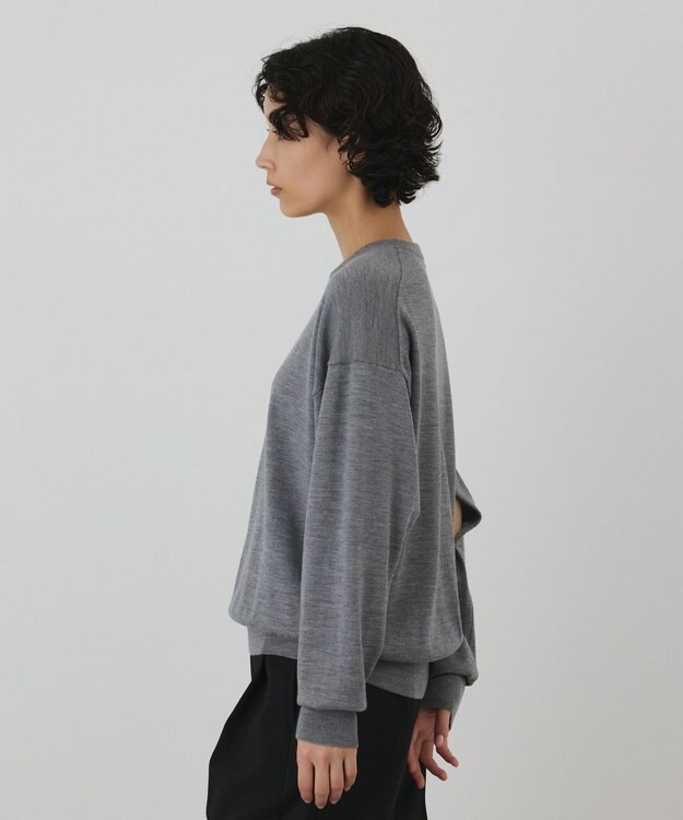 GRACE CONTINENTAL ウールスリットニットトップ グレー