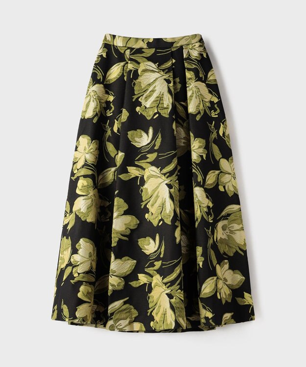 GRACE CONTINENTAL ラメフラワージャガードスカート イエロー