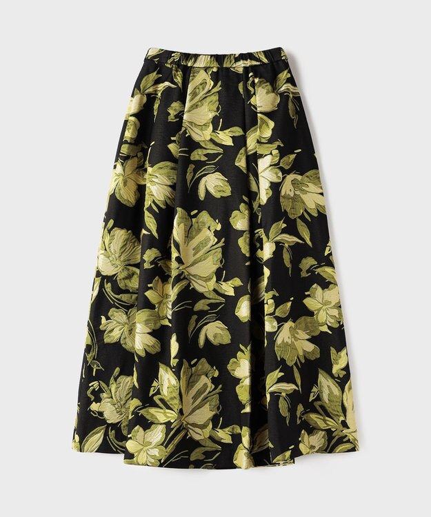 GRACE CONTINENTAL ラメフラワージャガードスカート イエロー