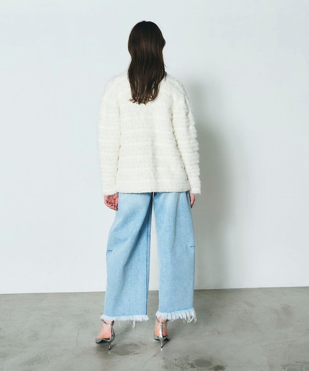 GRACE CONTINENTAL フェザーツイードニットカーディガン ホワイト