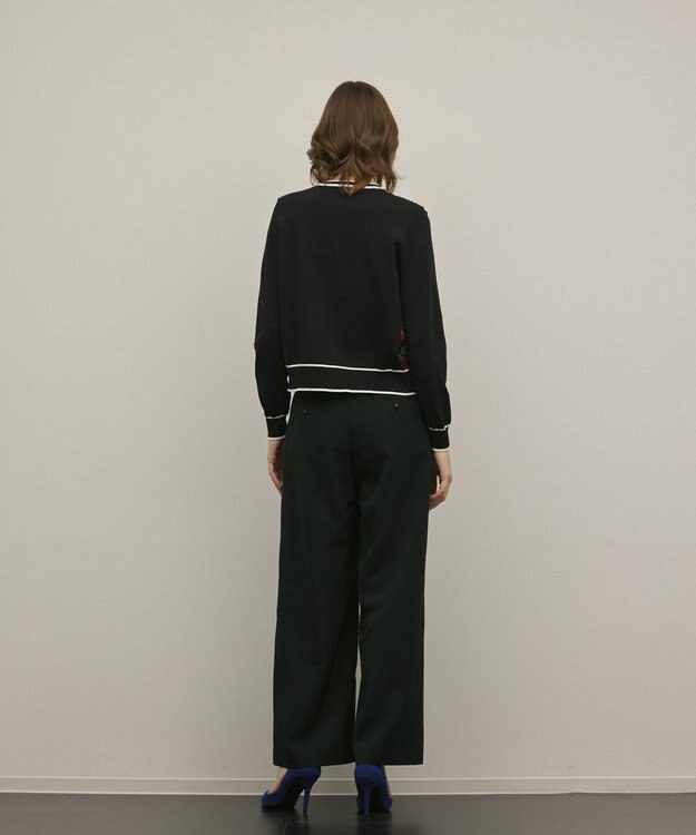 GRACE CONTINENTAL フラワープリントニットカーディガン ブラック