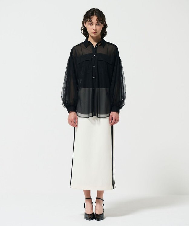 GRACE CONTINENTAL チュールレイヤードシャツ ブラック