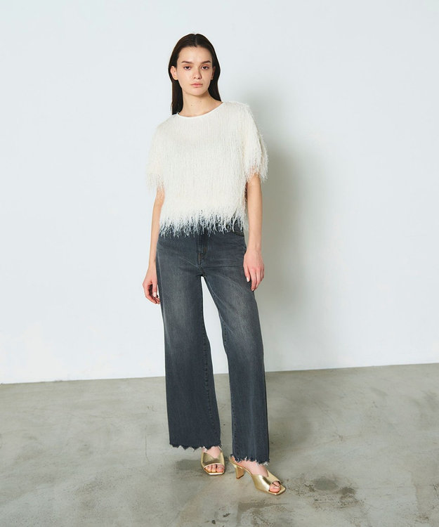 GRACE CONTINENTAL フリンジトップ ホワイト