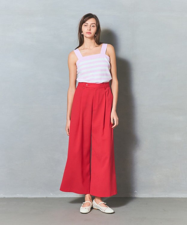 GRACE CONTINENTAL リネンタッチタックパンツ レッド