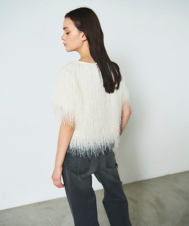 GRACE CONTINENTAL フリンジトップ ホワイト