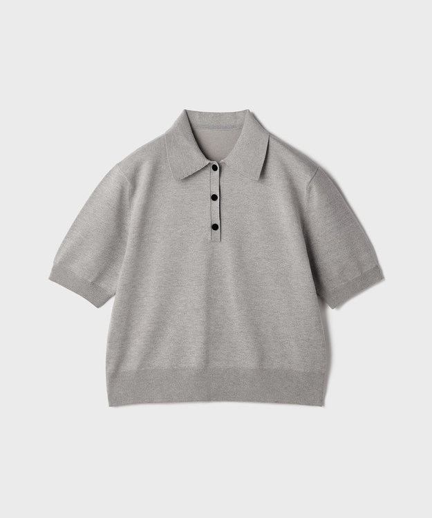 GRACE CONTINENTAL バイカラーポロニットトップ グレー