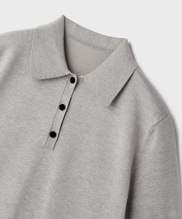 GRACE CONTINENTAL バイカラーポロニットトップ グレー