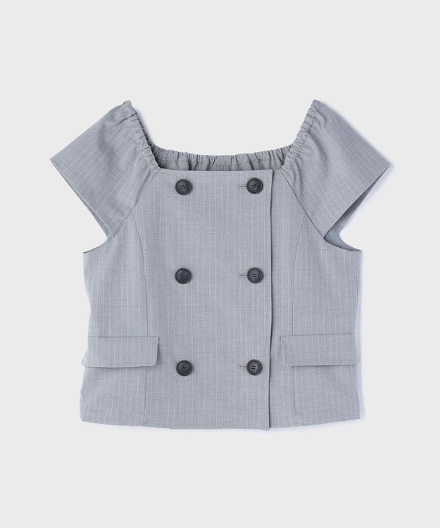 GRACE CONTINENTAL コンパクトジャケットトップ ストライプ