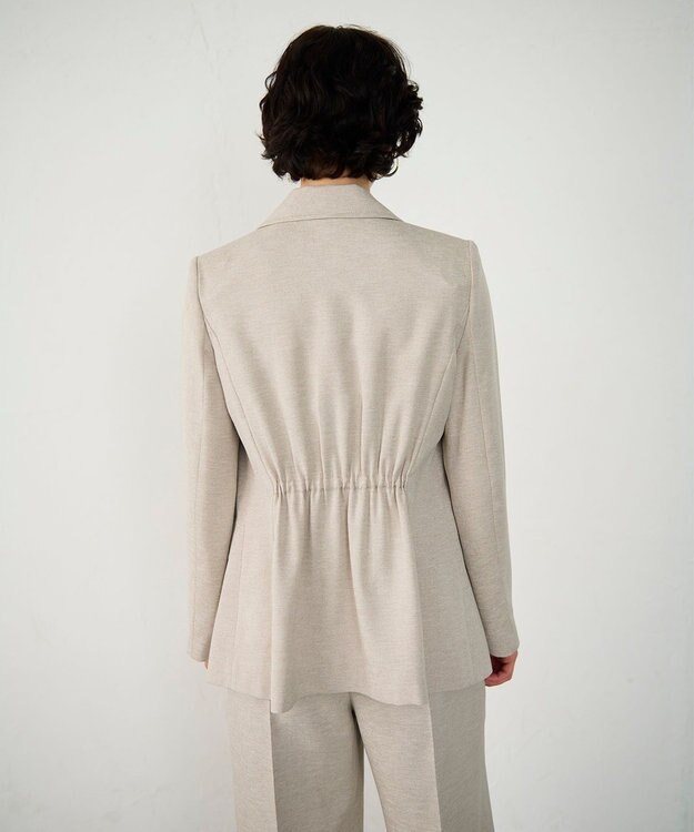 GRACE CONTINENTAL 麻調バックギャザージャケット ベージュ