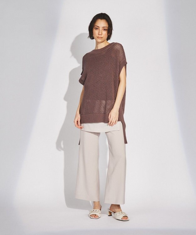 GRACE CONTINENTAL メッシュ2wayニットトップ ブラウン