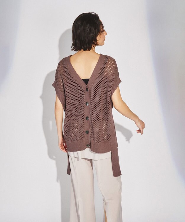 GRACE CONTINENTAL メッシュ2wayニットトップ ブラウン