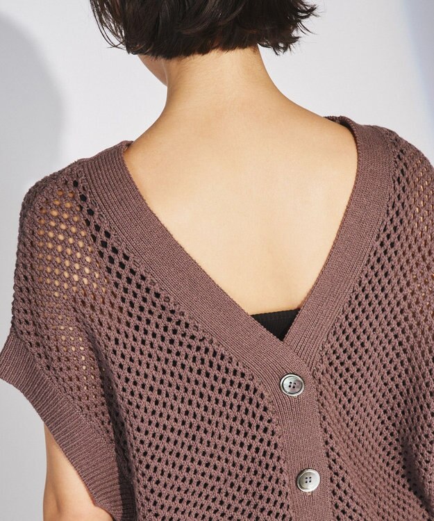 GRACE CONTINENTAL メッシュ2wayニットトップ ブラウン
