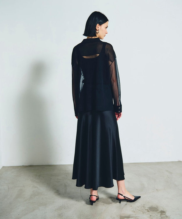 GRACE CONTINENTAL サテンバイアスロングスカート ブラック