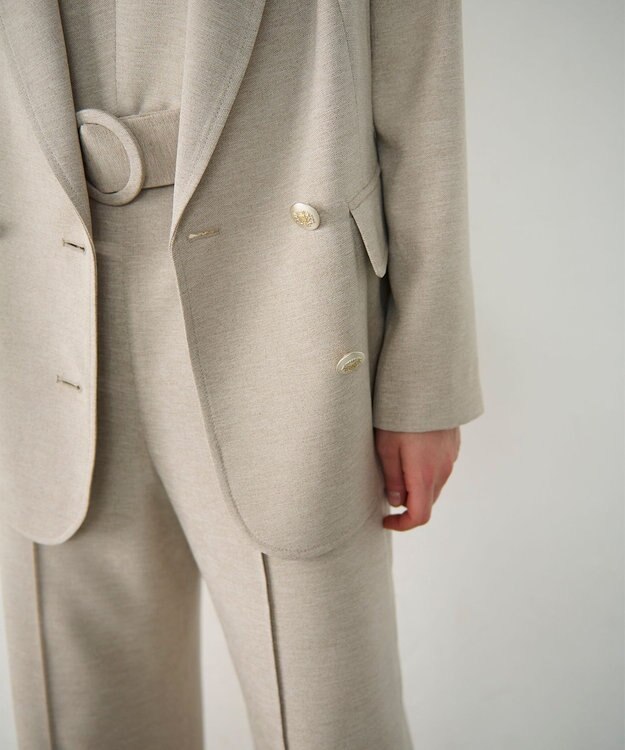 GRACE CONTINENTAL 麻調バックギャザージャケット ベージュ