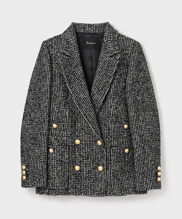 GRACE CONTINENTAL ラメループツイードジャケット ブラック
