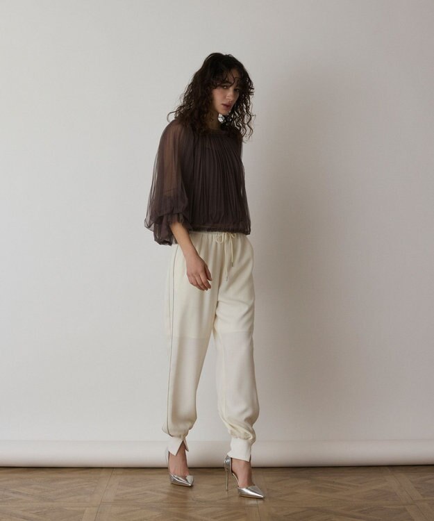 GRACE CONTINENTAL チュールプリーツトップ ブラウン