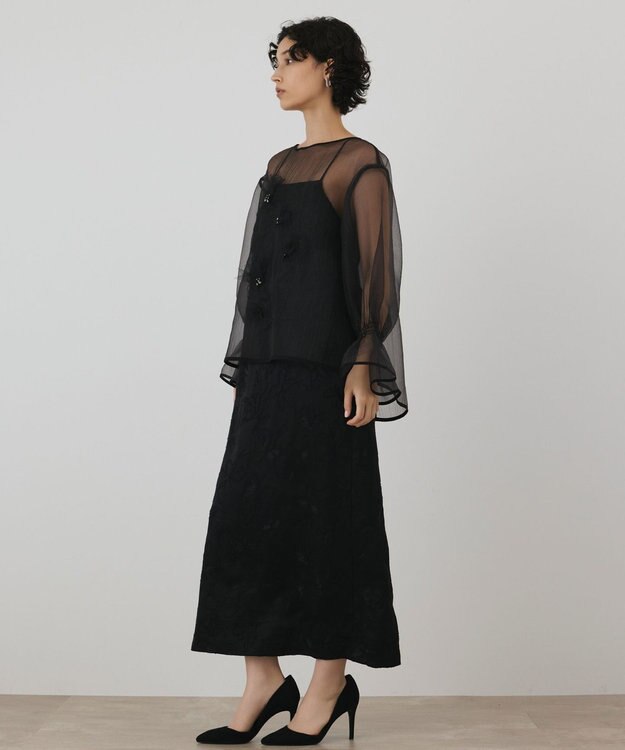 GRACE CONTINENTAL フラワー刺繍セットワンピース ブラック