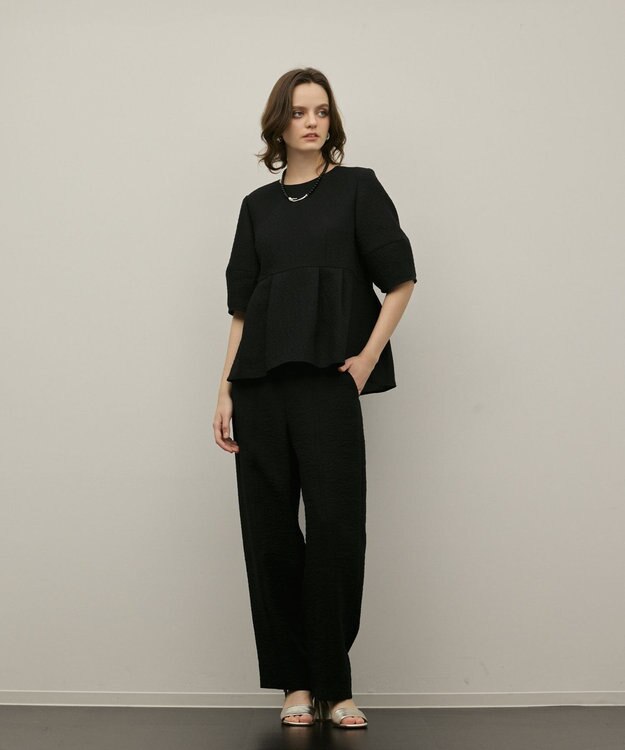 GRACE CONTINENTAL オーガンジージャガードトップ ブラック