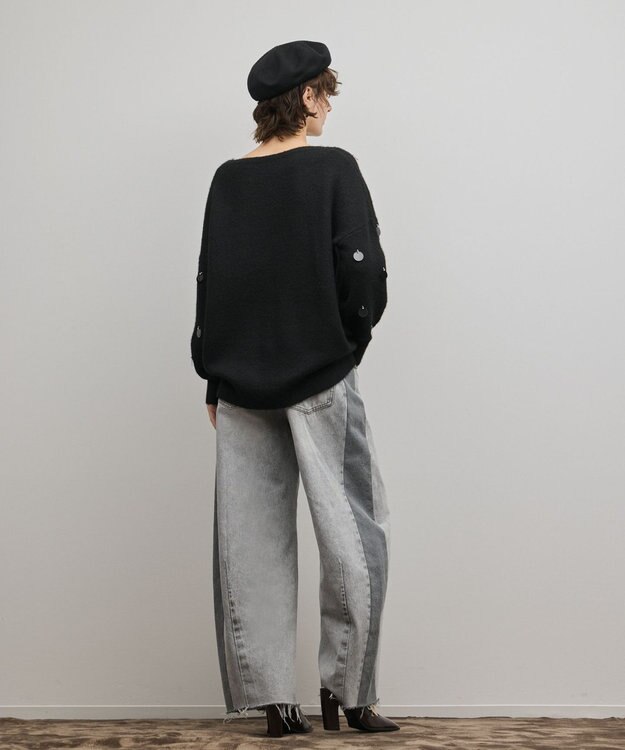 GRACE CONTINENTAL スパンコールニットトップ ブラック