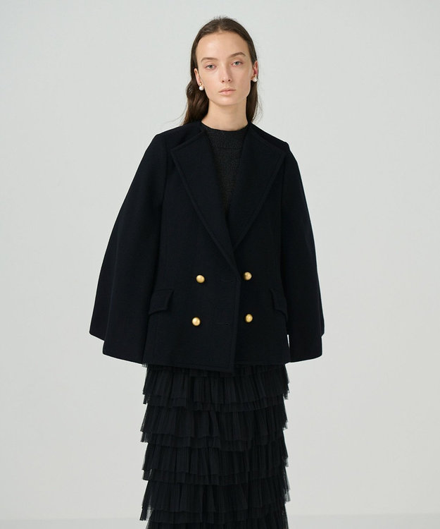 GRACE CONTINENTAL ウールケープジャケット ブラック