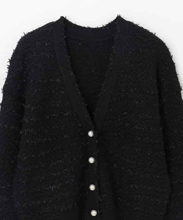 GRACE CONTINENTAL ラメツイードニットカーディガン ブラック