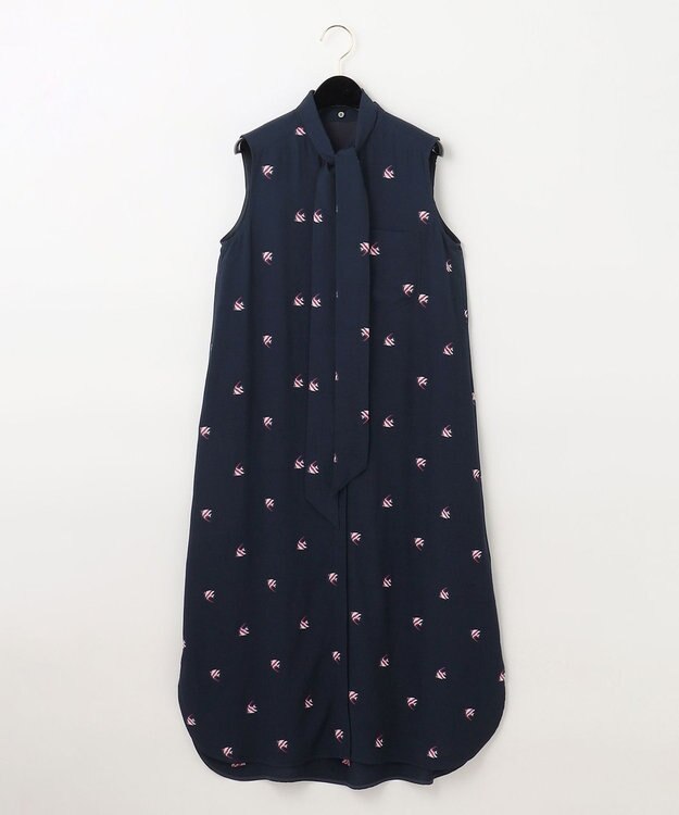 GRACE CONTINENTAL エンゼルフィッシュジャガードワンピース ネイビー
