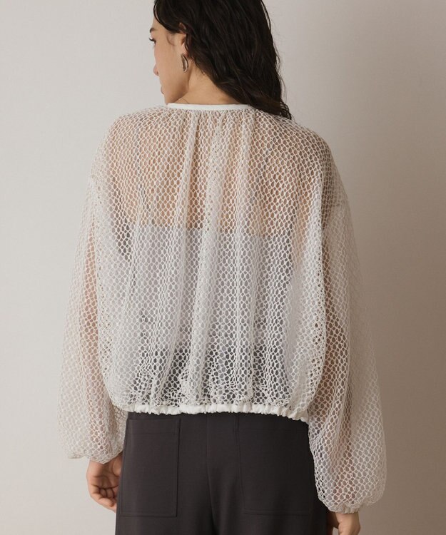 GRACE CONTINENTAL メッシュギャザーブルゾン ホワイト