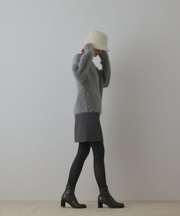 GRACE CONTINENTAL ウールギャバミニスカート グレー