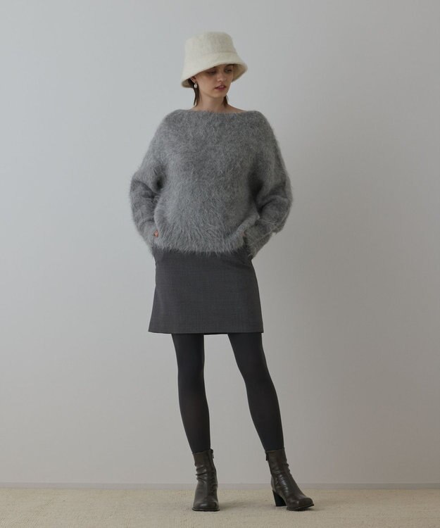 GRACE CONTINENTAL ウールギャバミニスカート グレー