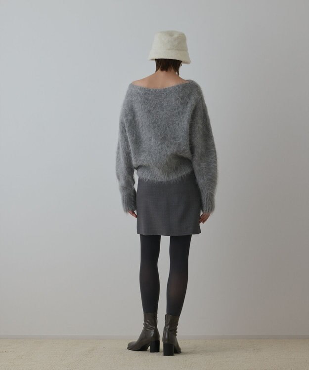 GRACE CONTINENTAL ウールギャバミニスカート グレー