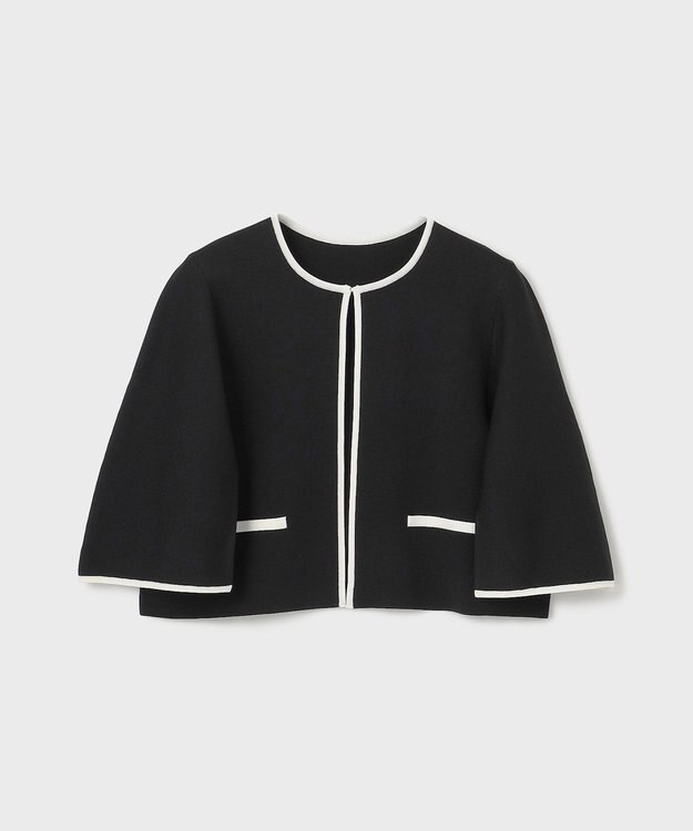 GRACE CONTINENTAL バイカラースリットニットカーディガン ブラック