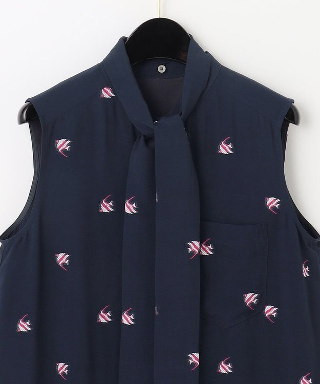 GRACE CONTINENTAL エンゼルフィッシュジャガードワンピース ネイビー