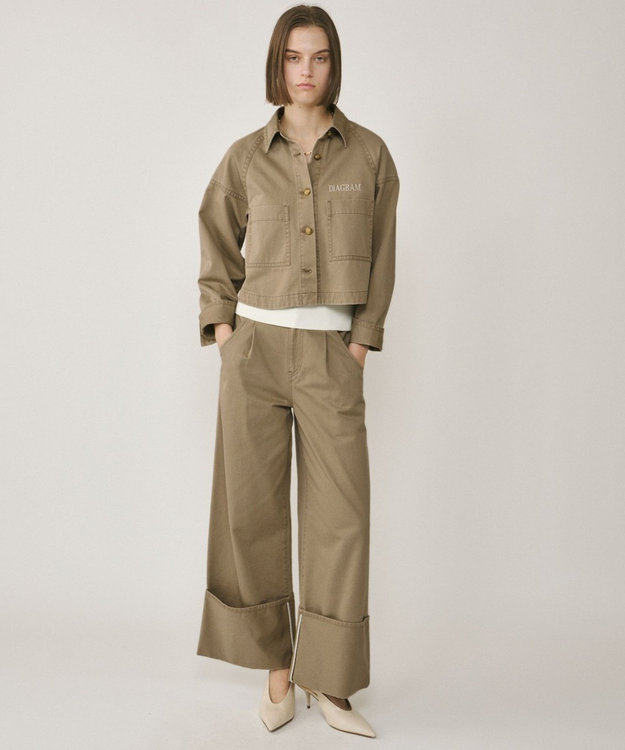 GRACE CONTINENTAL ロールアップワイドパンツ カーキ