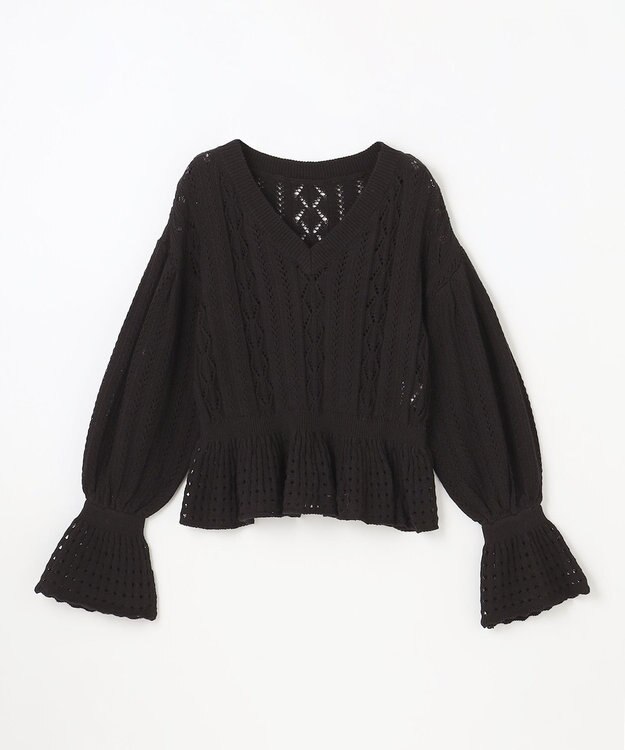 GRACE CONTINENTAL レース編ルーズニットトップ ブラック