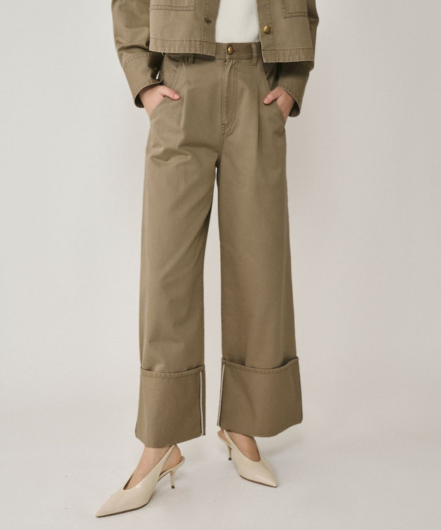 GRACE CONTINENTAL ロールアップワイドパンツ カーキ