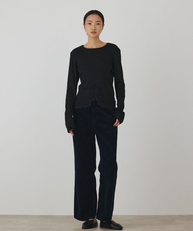 GRACE CONTINENTAL レースヘムカットトップ ブラック