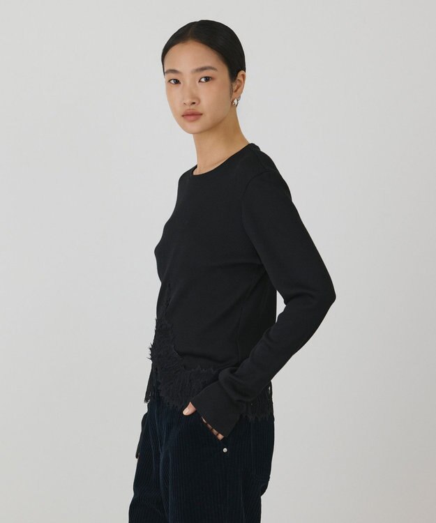 GRACE CONTINENTAL レースヘムカットトップ ブラック