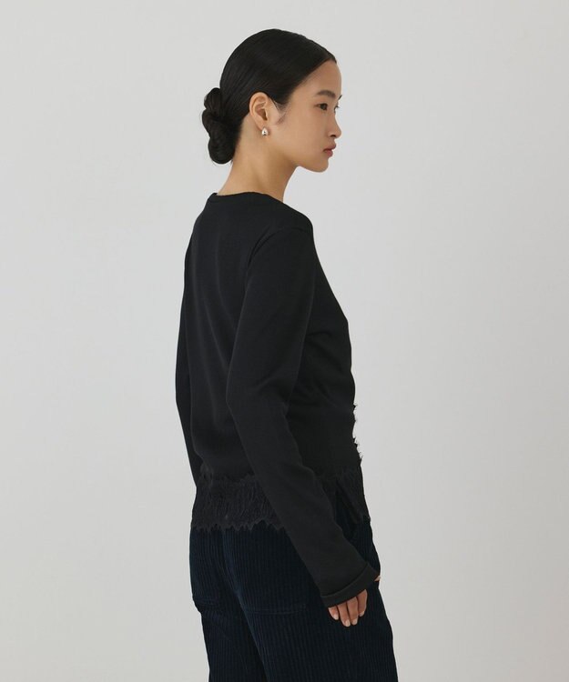 GRACE CONTINENTAL レースヘムカットトップ ブラック
