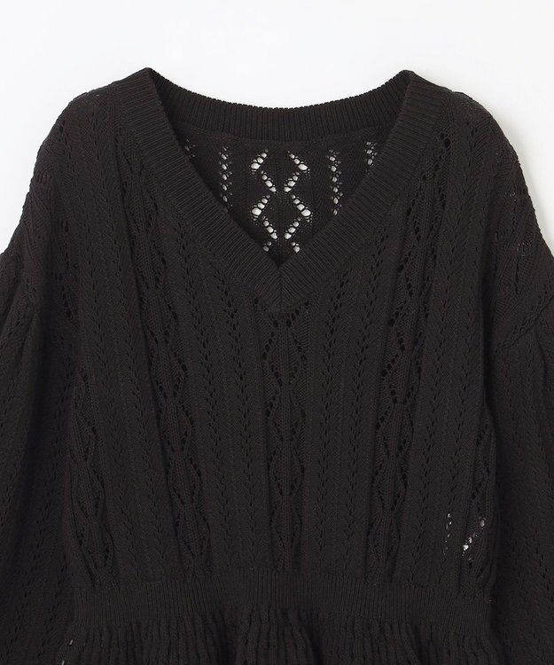 GRACE CONTINENTAL レース編ルーズニットトップ ブラック