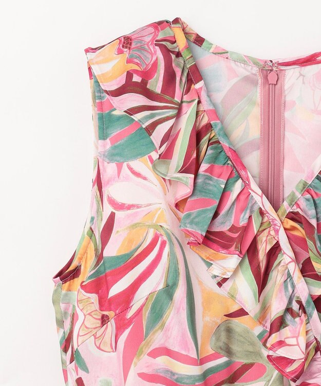 GRACE CONTINENTAL リーフプリントワンピース ピンク